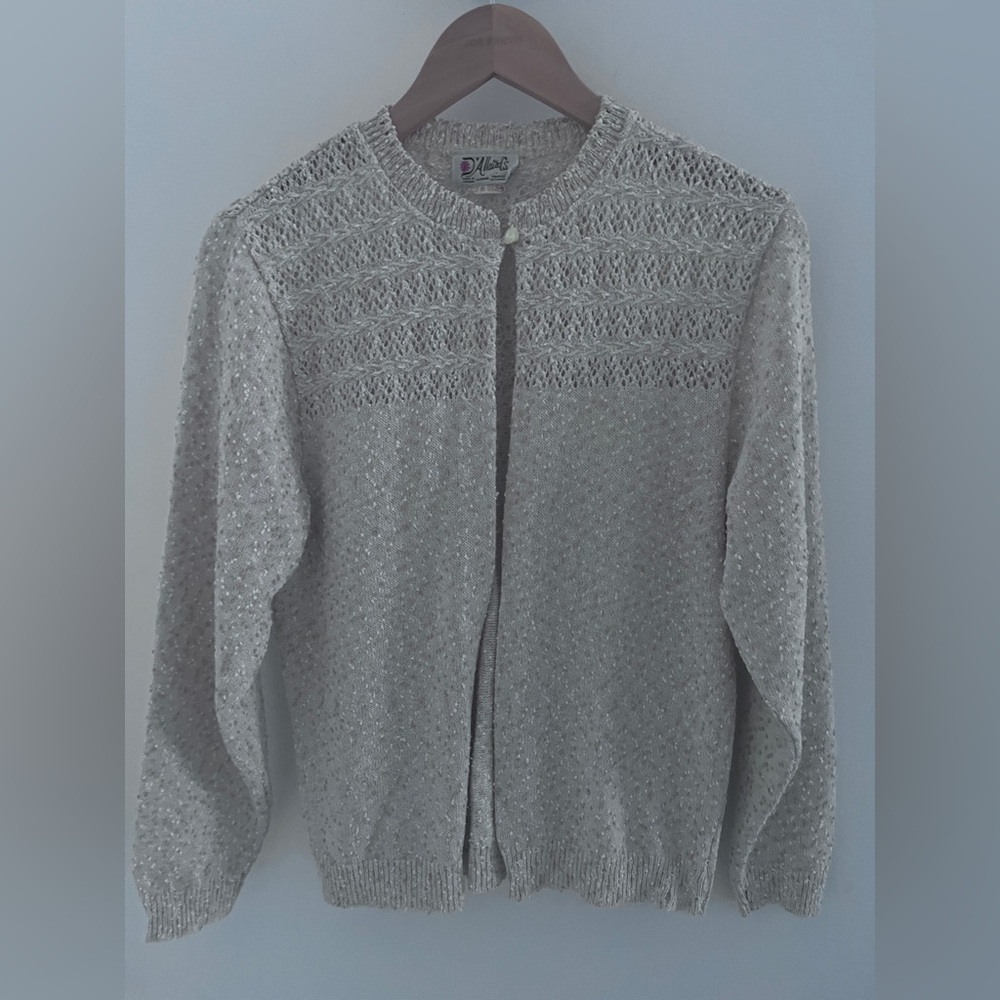 Vintage made in Canada d’Allaire cream Elegant open Cardigan Sweater